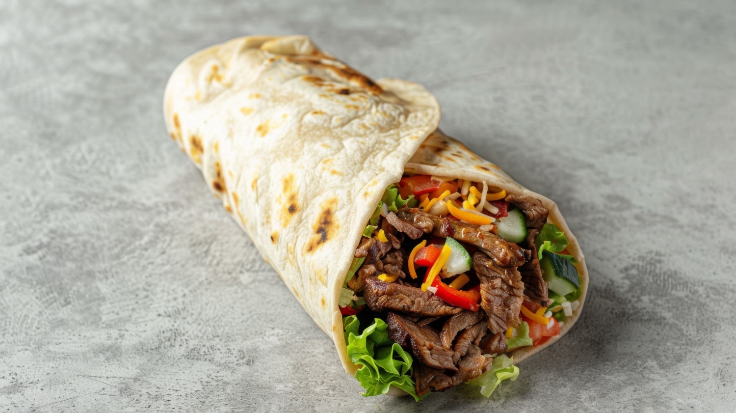 Wrap de Carne com Queijo Nacho