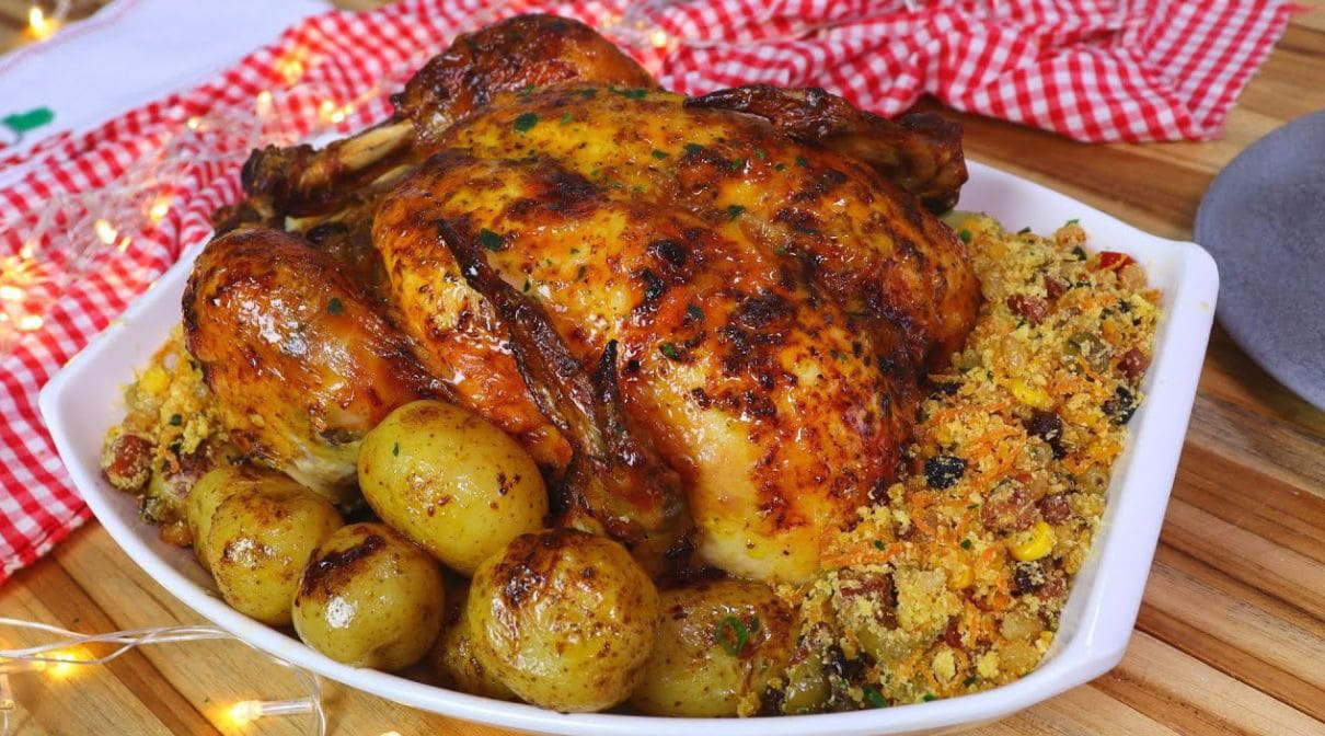 Frango no forno com limão e ervas aromáticas