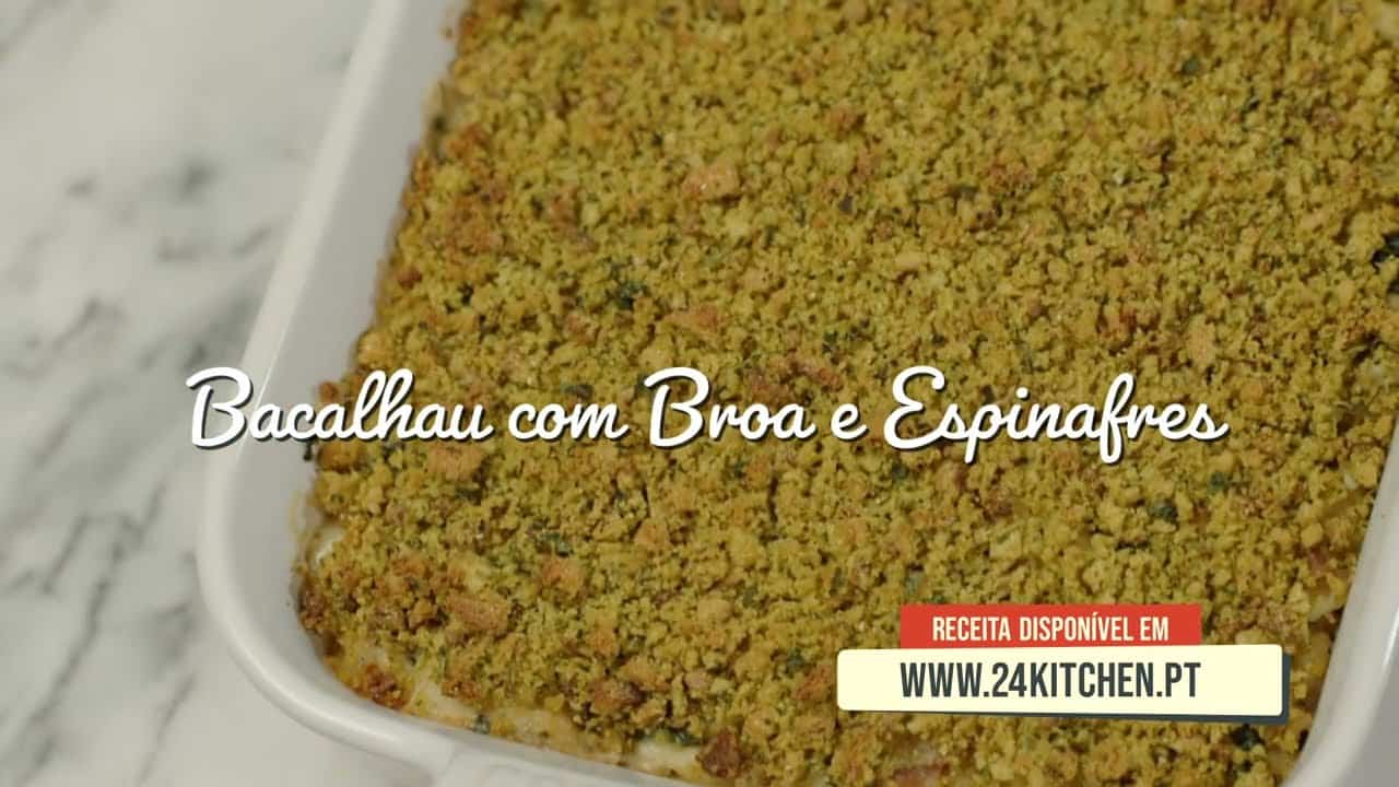 Bacalhau com broa e espinafres