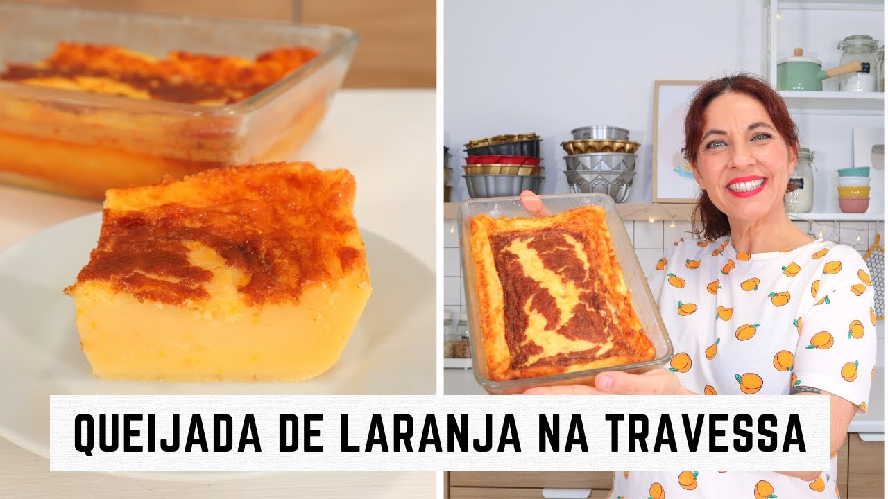 Travessa de queijada de laranja com requeijão e amêndoa deliciosa